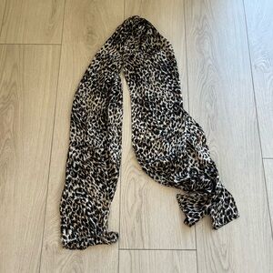 Leopard Print Scarf 17”x72” Black, Brown & Beige Elegant Women’s